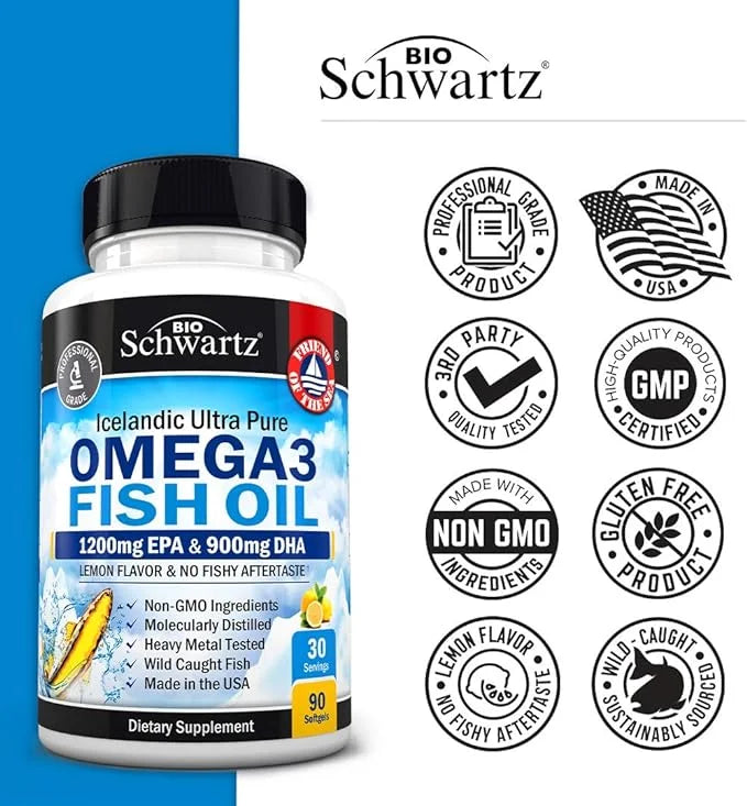 Omega 3 Fish Oil Supplement 1200mg EPA 900mg DHA 90 Softgels