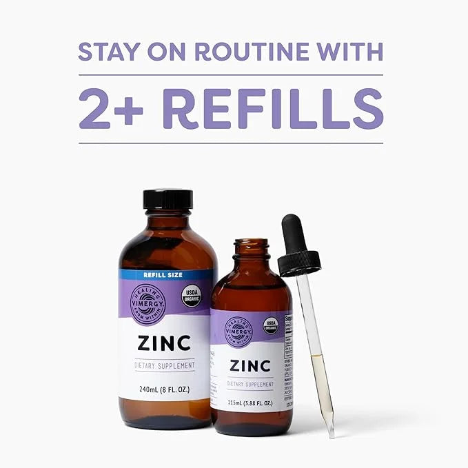 Vimergy Liquid Zinc Refill – Fast-Absorbing Immune Support* – Promotes Healthy Bones & Skin – USDA Certified Organic, Vega...