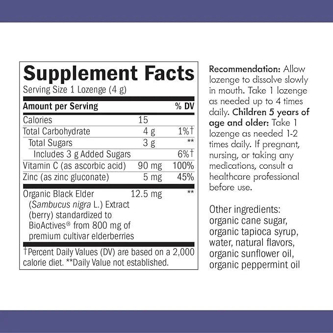 Nature's Way Sambucus Zinc Lozenges 24 Lozenges