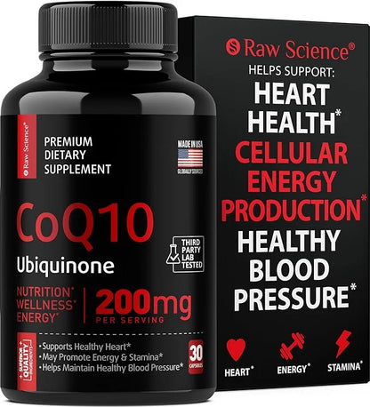 CoQ10 200mg Antioxidants Supplement 10 Supplement CQ10 Ubiquinone Q10 200mg 200mg - 30 Capsules