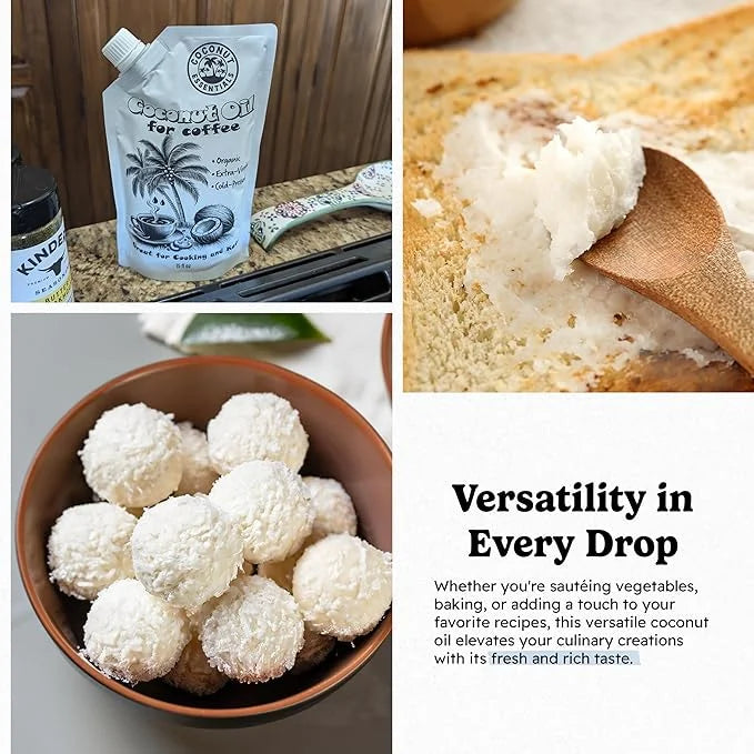 Coconut Essentials - Coconut Oil for Coffee, Organic, Cold-pressed Coconut Oil, Fresh and Rich Flavor for Cooking, Keto Fr...