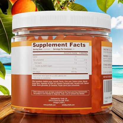 Sugar-Free Marine Collagen Gummies (90 Collagen Chews) Potent 500mg Collagen Gummy for Hair Growth, Healthier Skin & Nails...