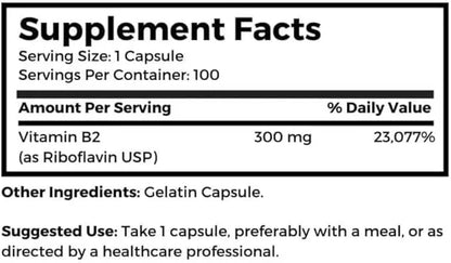 Dr. Clark Vitamin B2 Supplement, 300mg, 100 Gelatin