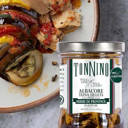 Tonnino Albacore Tuna in oilve oil with Herbs de Provence 6-Pack Omega-3 Rich, High Protein, Gluten-Free, Ready-to-Eat Tun...