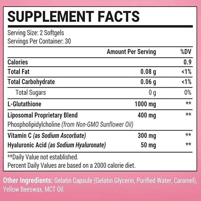 Liposomal Glutathione Softgels 1500MG, Reduced Glutathione 60 Softgels