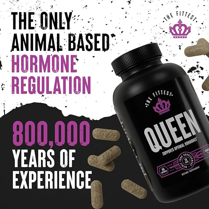 The Fittest Queen Supplement - Supports Hormone Balance, Fertility, Performance and Energy for Women - Grass fed Bovine Ov...