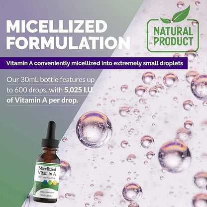 Micellized Vitamin A Drops 1,507mcg RAE 5025IU per 1 Oz