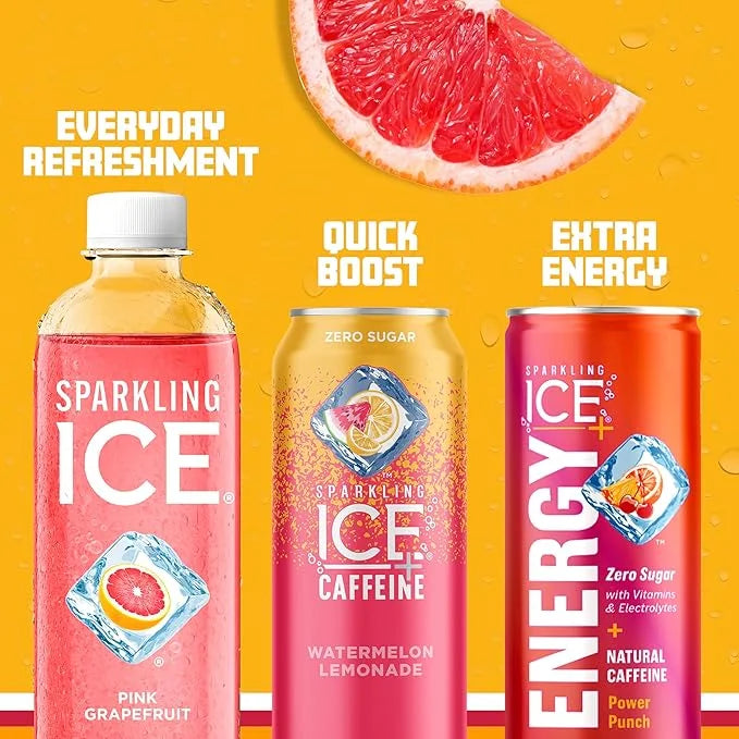 Sparkling Ice, Pink Grapefruit Sparkling Water, Zero Sugar Flavored Water, with Antioxidants and Vitamins, Zero Sugar, 17 ...