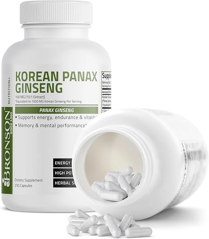 Bronson Korean Panax Ginseng Supports Energy, 250 Capsules