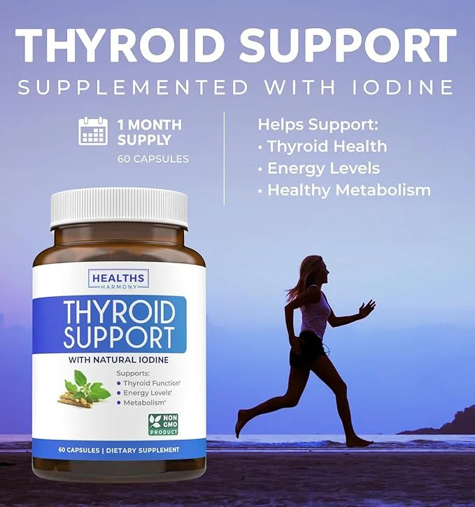 Thyroid Support with Iodine (Non-GMO) Improve B12 Complex 60 Capsules