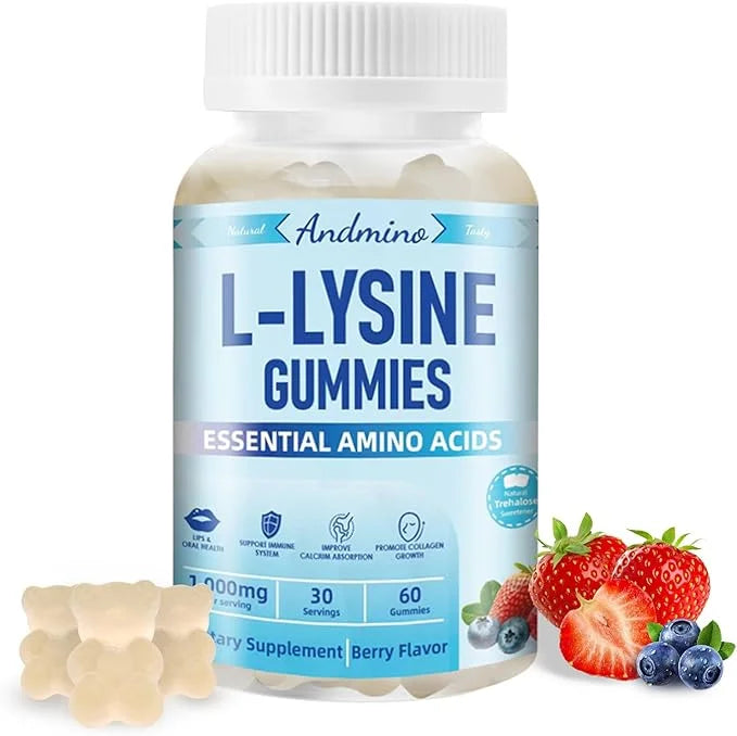 L-Lysine Gummies 1000 mg, with Trehalose, L Lysine Gummies for Lips & Oral Health, Boost Immune & Collagen & Calcium, for ...