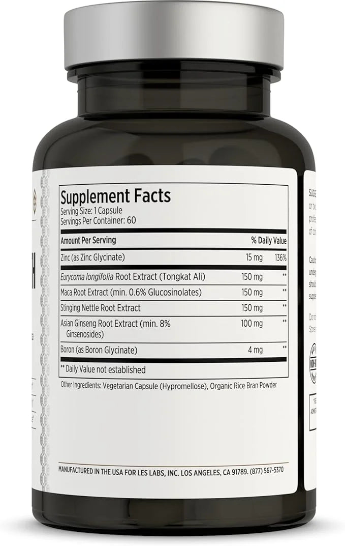 LES Labs Male Health – Enhance Hormone Production, Strength & Vitality, Drive & Endurance – Tongkat Ali, Ginseng, Maca & B...