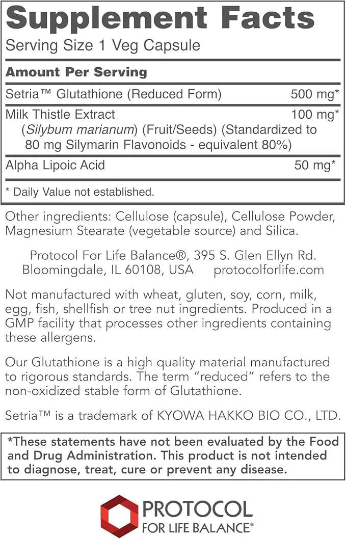 Protocol Glutathione 500mg Immune Support* 60 Veg