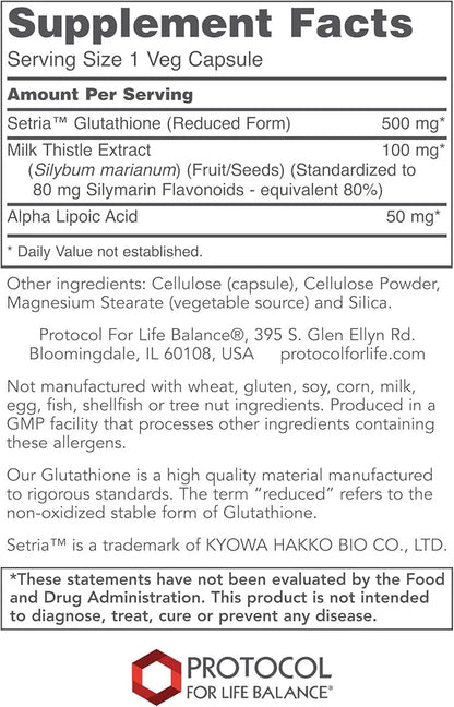 Protocol Glutathione 500mg Immune Support* 60 Veg