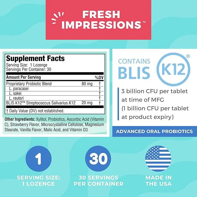 Oral Probiotics, Chewable Oral Probiotic K12, Strawberry 1 Pack (30ct)