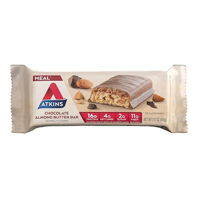 Atkins Chocolate Almond Butter Protein Meal Bar, Keto Friendly, 5 Count - Product Image