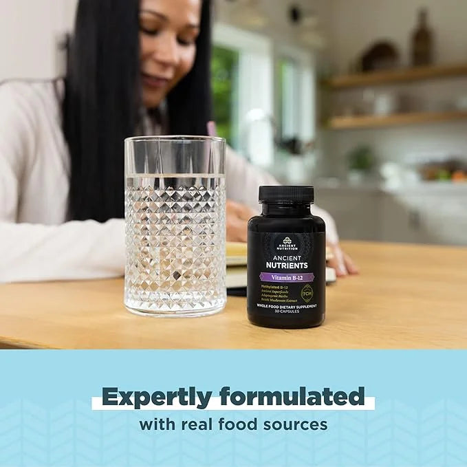 Vitamin B12 Supplement by Ancient Nutrition, Supports Energy Metabolism and Nervous System Health, Adaptogenic Herbs, Enzy...