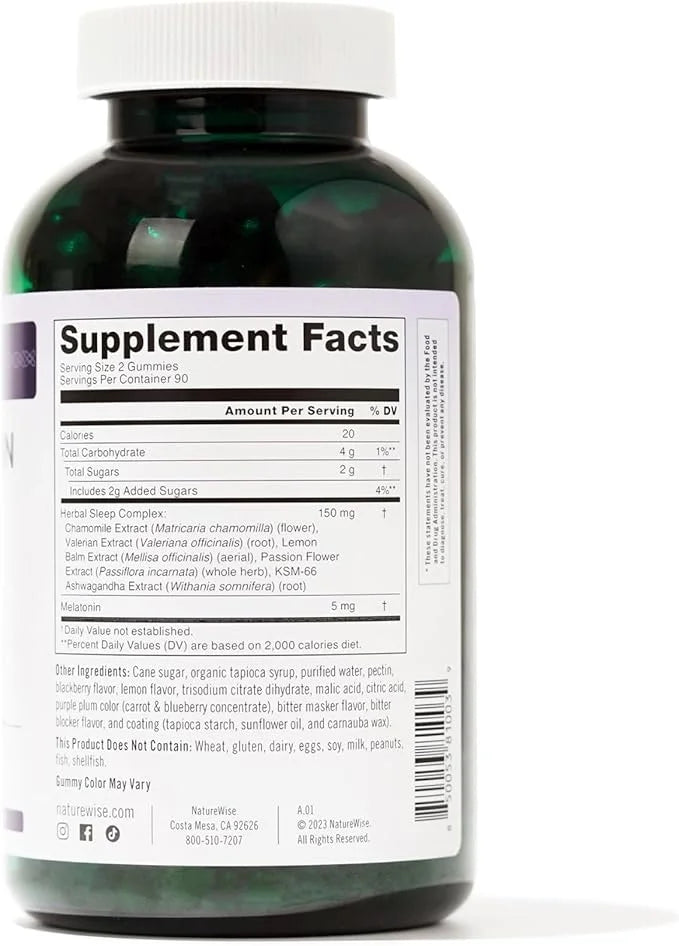 NatureWise Melatonin Gummies 5mg + 180 Gummies[3-Month Gummies[3-Month Supply]