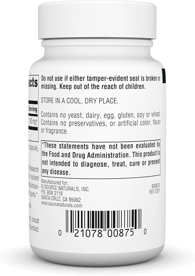 Source Natural Coenzyme Q10 Antioxidant Support 100 mg 60 Capsules