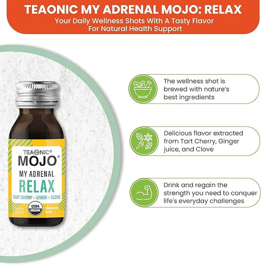 TEAONIC My Adrenal Mojo: Relax, Herbal 12 Bottles, 2 Fl