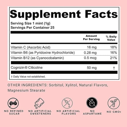 NOOZ Focus Mints - Caffeine-Free Brain Booster for Mental Clarity - Tangerine & Lemon Flavor | Sugar-Free, Travel-Friendly...