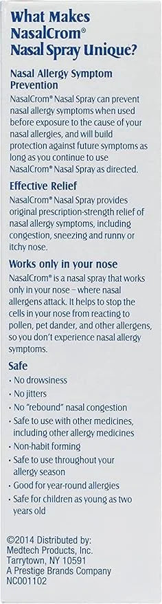 NasalCrom Nasal Spray Allergy Symptom Controller 200 Sprays .88 FL