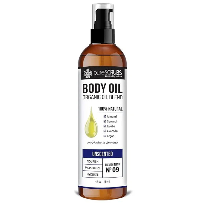 pureSCRUBS Ultra Moisturizing Unscented Body Oil Spray for Dry Skin, Massage, Stretch Marks, Organic Super Blend of Jojoba...
