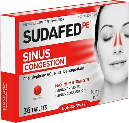 Sudafed PE Sinus Congestion Maximum Strength 36 ct