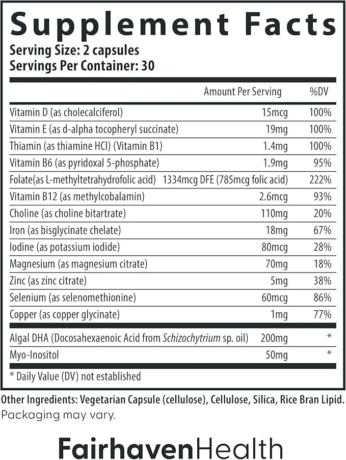 Fairhaven Health Prenatal Multivitamin Essentials 60 Capsules