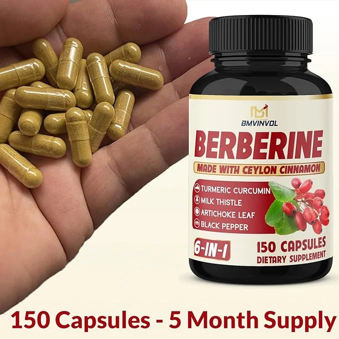 Berberine with Ceylon Cinnamon, Turmeric, Milk Thistle, Artichoke, Black Pepper - 150 Count - Pack of 1 - Product Image