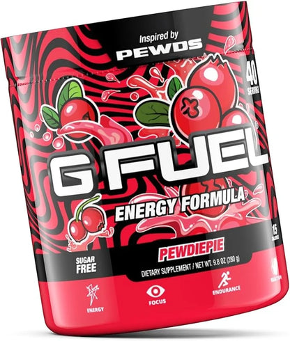 G Fuel PewDiePie Energy Drink Powder, Pre Workout Caffeine Mix for Gaming, Sugar Free Focus Amino, Vitamin + Antioxidants,...