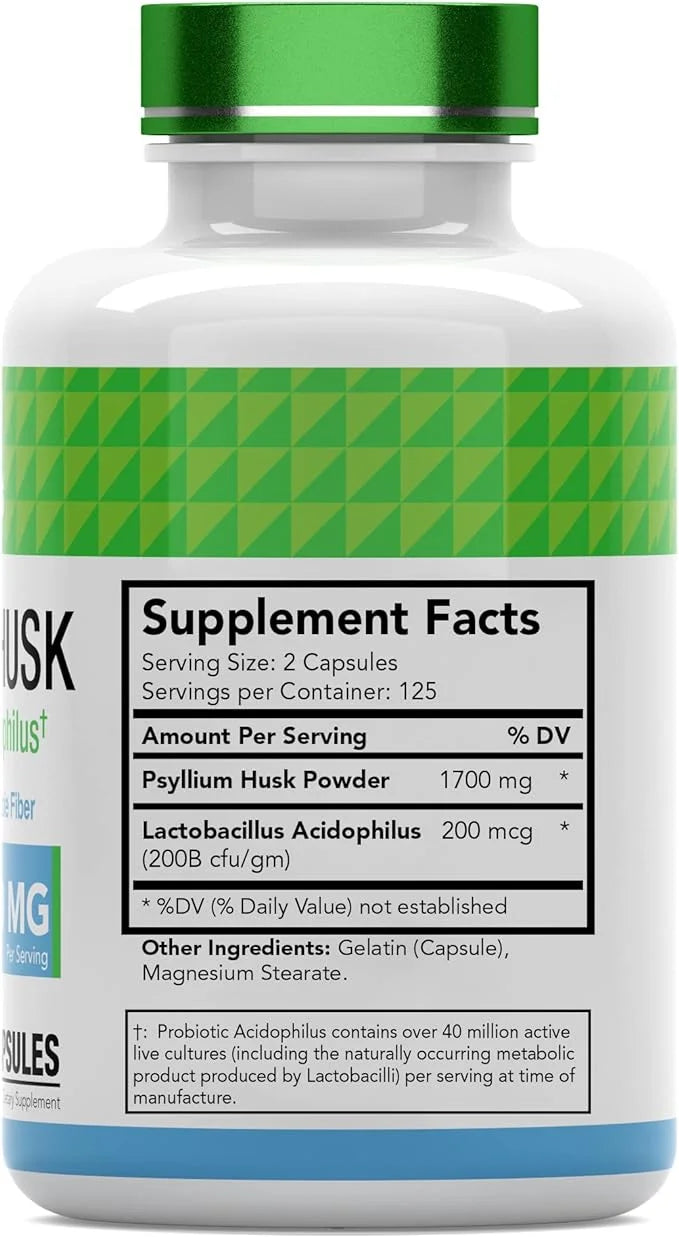 Psyllium Husk Capsules 1700 MG 250 Capsules