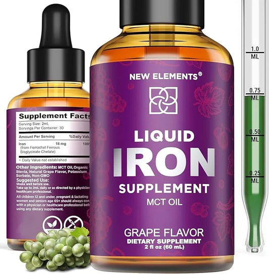 Iron Supplement for Women & Men Free Blood Builder, Iron Vitamin for Anemia | Liquid Iron Drops for Adults with MCT Oil, N...