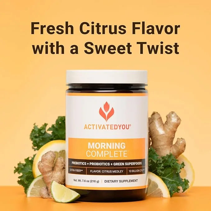 ACTIVATEDYOU Morning Complete Daily Wellness Greens Superfood Drink Mix for Gut Health w/Prebiotics, Probiotics, Antioxida...