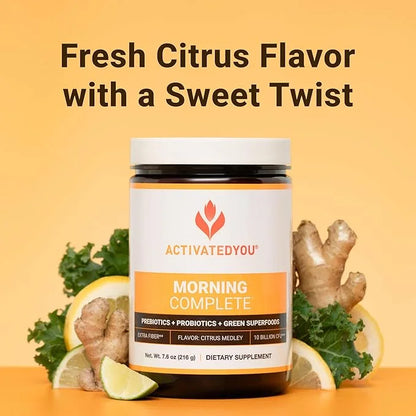 ACTIVATEDYOU Morning Complete Daily Wellness Greens Superfood Drink Mix for Gut Health w/Prebiotics, Probiotics, Antioxida...