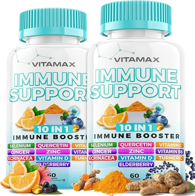 10-in-1 Immune System Support Booster D3, Selenium, B6, Echinacea (60 Count 2))