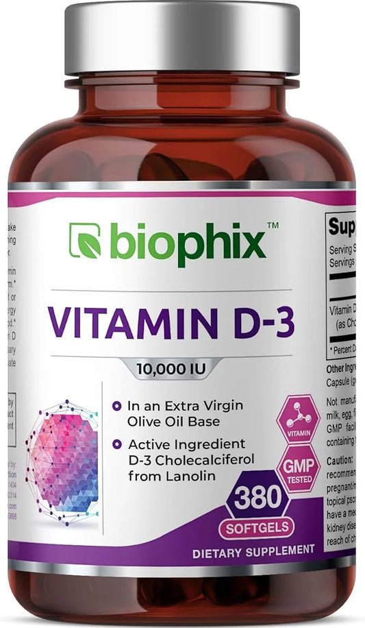 biophix Vitamin D-3 10000 IU 380 Softgels K2
