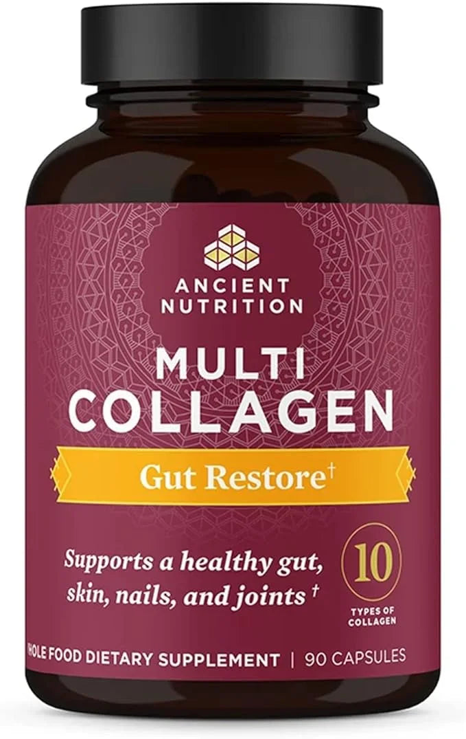 Collagen Pills with Probiotics for Gut Health by Ancient Nutrition, Multi Collagen Capsules Gut Restore 90 Ct, Supports Gu...