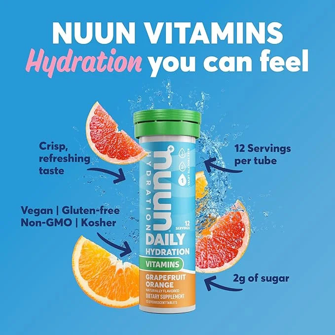 Nuun Hydration Vitamins Electrolyte Tablets, Grapefruit Orange, 5 Essential Electrolytes for Hydration + Vitamin A, B6, C,...