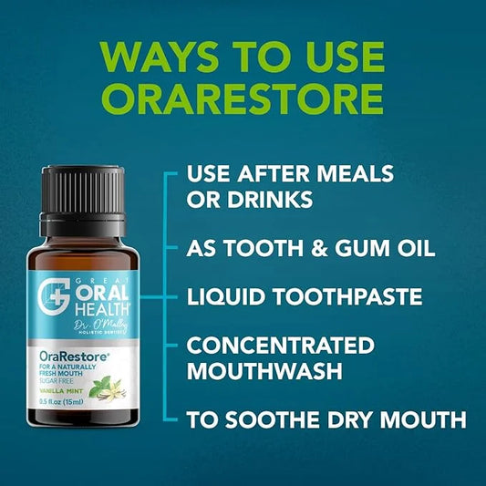 OraRestore Bad Breath Treatment for Adults Halitosis: Dentist Formulated Oral Rinse Concentrate Tooth Oil Liquid Toothpast...