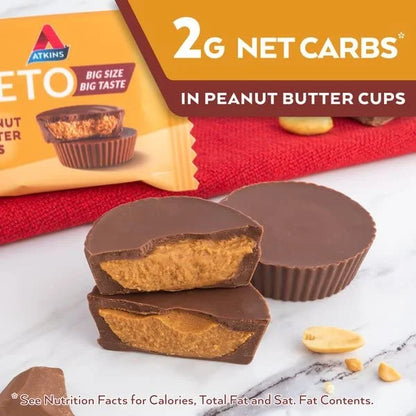 Atkins Keto Peanut Butter Cups, Naturally Flavored, Zero Grams Added Sugar, Gluten Free, 20 Count - Product Image