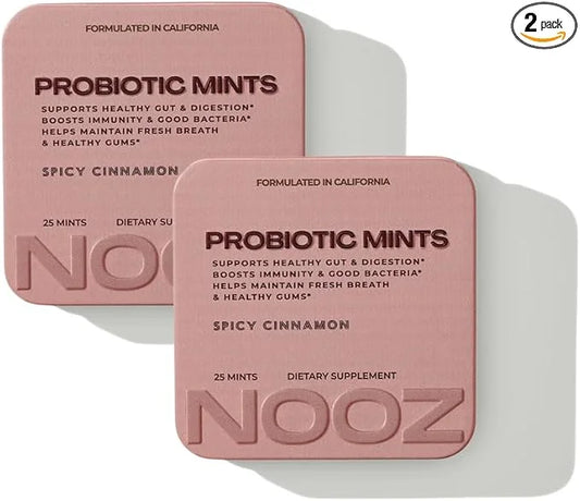 NOOZ Probiotic Mints 2-Pack - Gut & Oral Health Support - Spicy Cinnamon | Boosts Immunity & Digestion, Freshens Breath - ...