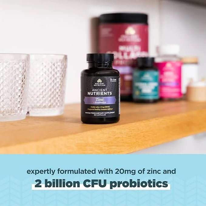 Probiotics and Zinc Supplement by Ancient Nutrition, Supports Healthy Immune System and Gut Health, Made Without GMOs, Sup...