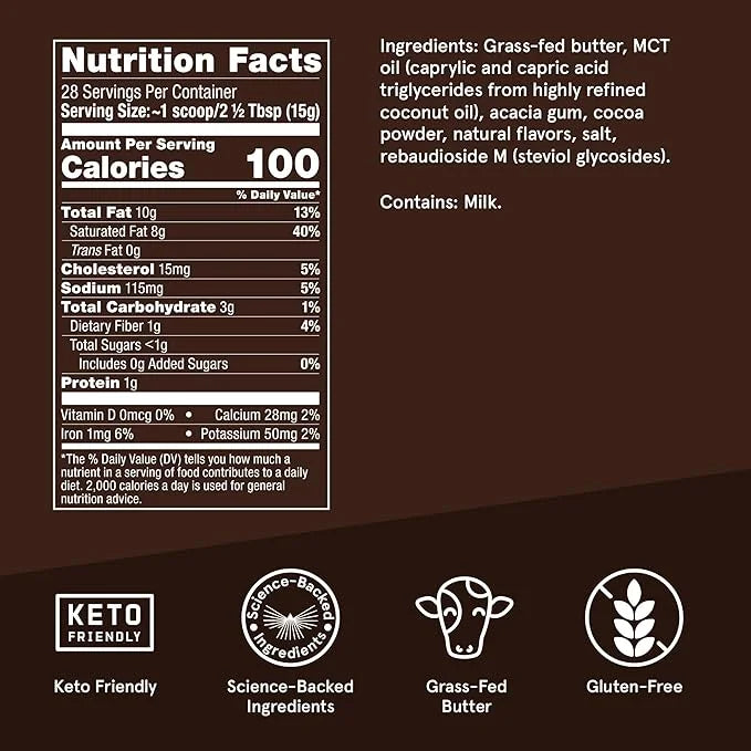 Bulletproof Mocha Creamer, 14.8 Ounces, Keto Coffee Creamer with MCT Oil, Grass-Fed Butter, and Real Cocoa, Supports Brain...