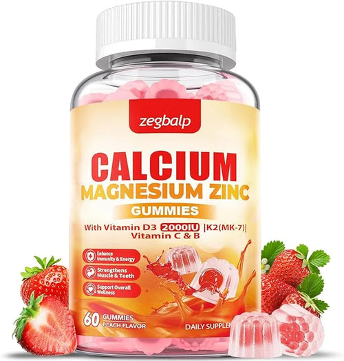Calcium Magnesium Zinc Gummies with Vitamin D3 & K2 High