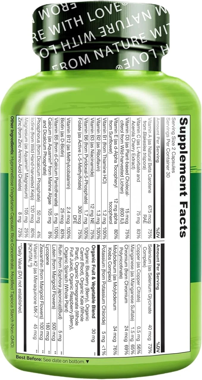 NATURELO Whole Food Multivitamin for Teenage Boys 60 Capsules