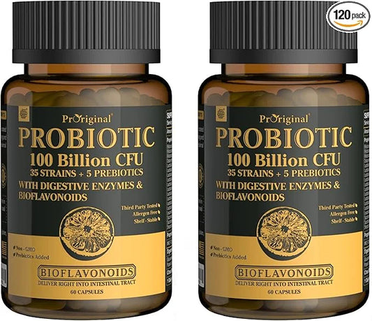 Probiotics with Prebiotics for Men and Women 35 Strains 100 Billion 120 Capsules