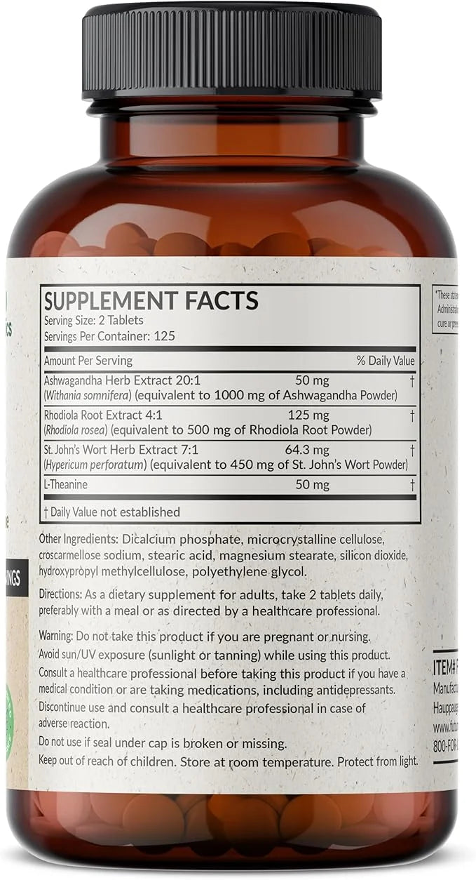 Futurebiotics Chill Pill + Ashwagandha, Rhodiola, St. John’s Wort, & L-Theanine - Non-GMO, 250 Vegetarian Tablets - Produc...