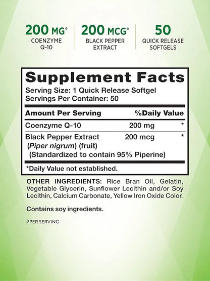 Nature's Truth CoQ10 200 mg Softgels 50 Count