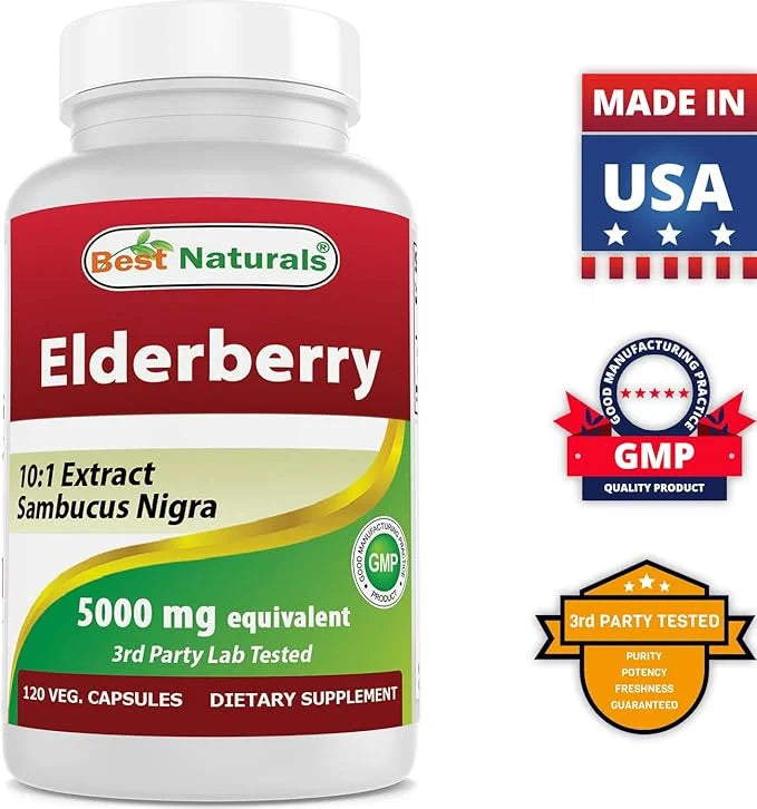 Best Naturals Elderberry Sambucus Nigra 5000mg 120 Veg
